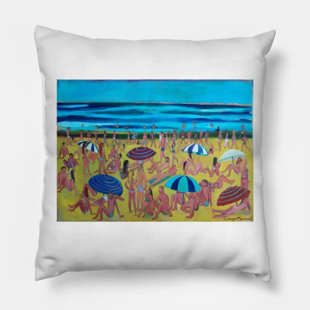 Playa grande 3 Pillow by diegomanuel