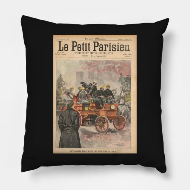 Electric Fire Engine Paris France 1900 Pillow by artfromthepast