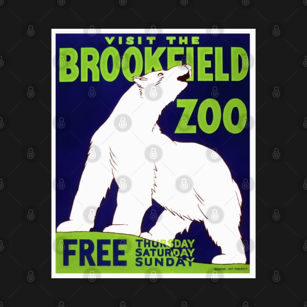 Restored WPA Print for the Brookfield Zoo in Illinois w/ large polar bear. by vintageposterco