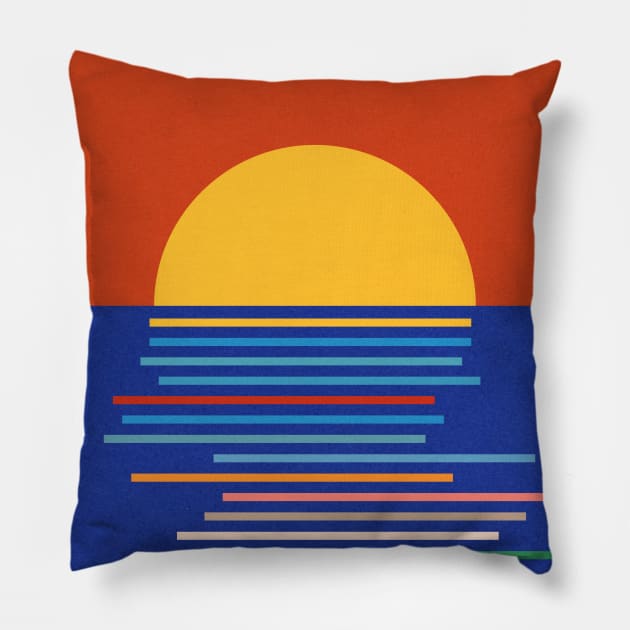 Sunset in Sicily Pillow by Rosi Feist