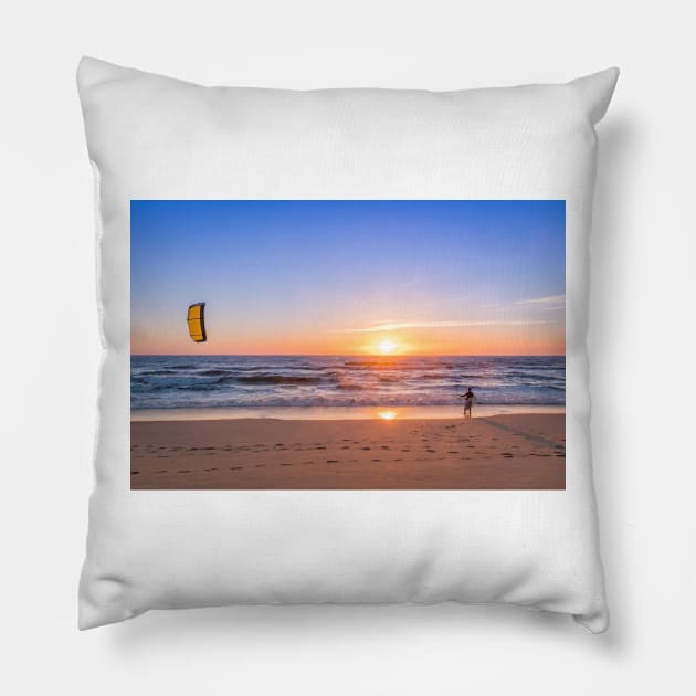 Kite surfer watching the waves Pillow by homydesign