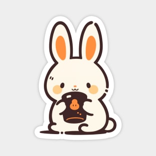 Kawaii bunny drinking hot chocolate Magnet