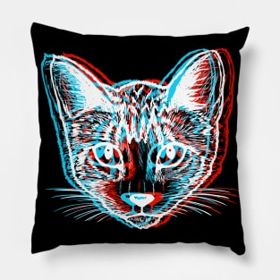 Psychedelic Trippy Rave Cat Abstract Vaporwave Gift Pillow