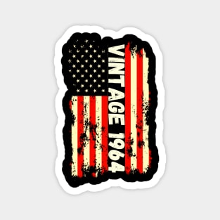 Vintage 1964 60th Birthday Gifts 60 Years Old American Flag Magnet