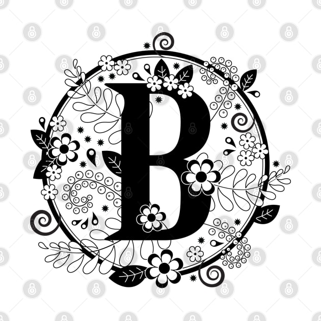 Black & White B Initial by Mint Cloud Art Studio