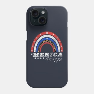 Merica Est 1776 - American Rainbow Flag 4th Of July Leopard Phone Case