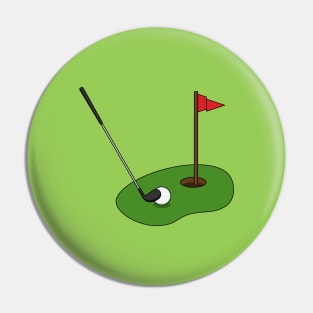 Golf Course Hole with Flag Pin
