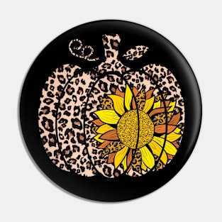 leopard sunflower pumpkin t-shirt- leopard sunflower t-shirt - pumpkin leopard t-shirt - Leopard Print Pumpkin - Leopard Print Pumpkin- Halloween  t-shirt Pin