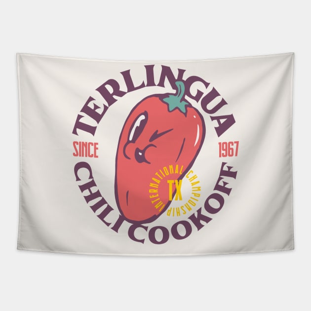 Terlingua Chili Cookoff | Annual Texas Chili International Championship Since 1967 | No Beans Professional Beef Chili Sauce Summer | Ghost Town Tapestry by anycolordesigns