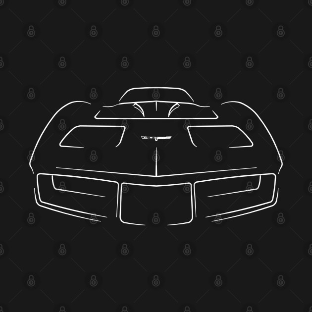 front/profile Chevy Corvette C3 - stencil, white by mal_photography