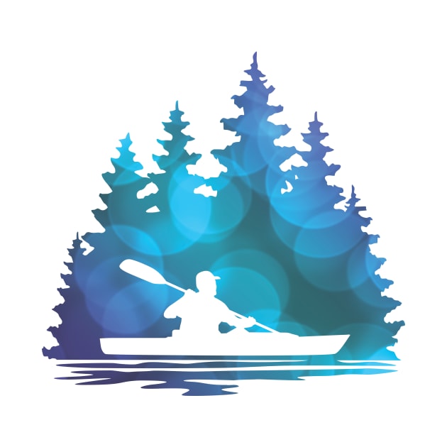 Blue Abstract Kayaker Silhouette by SAMMO