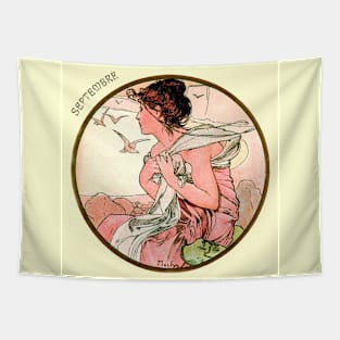 Art Nouveau September Calendar Alphonse Mucha Tapestry