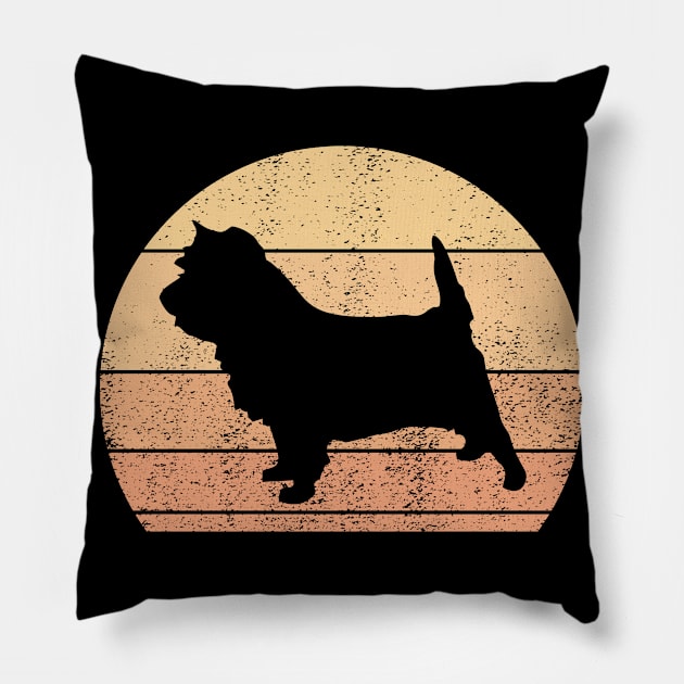 Retro Sunset Cairn Terrier Dog Pillow by Shirtjaeger