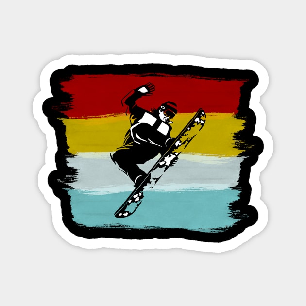 Retro Snowboarder Magnet by funkyteesfunny