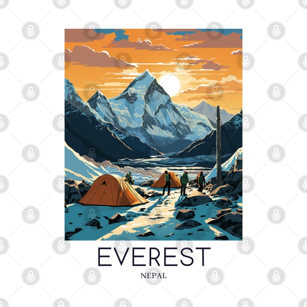 A Pop Art Travel Print of Mount Everest - Nepal by Studio Red Koala