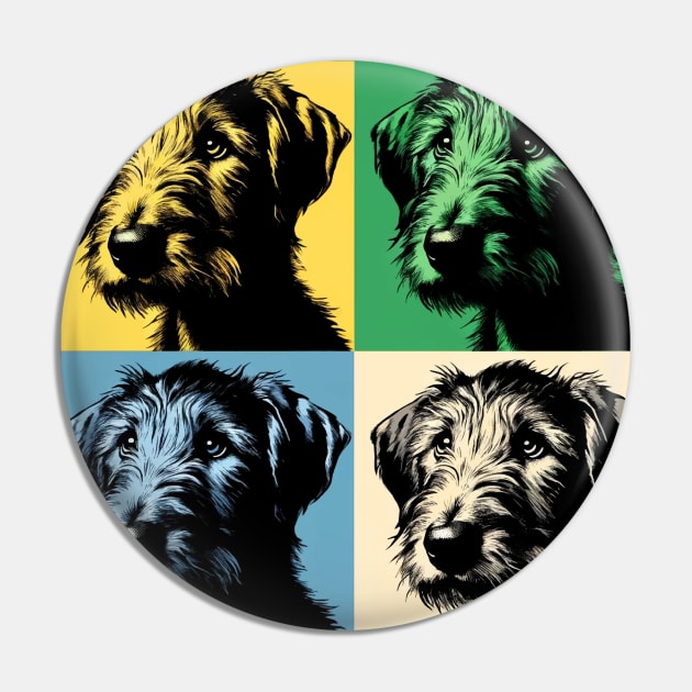 Pop Retro Irish Wolfhound Art - Cute Puppy Pin by PawPopArt