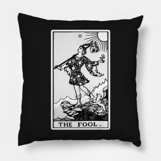 0. The Fool Tarot Card | Black and White Pillow