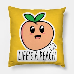 Life's a Peach Kawaii Design Pillow