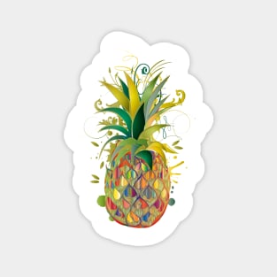 Drawing of a colorful pineapple in graffiti style Magnet