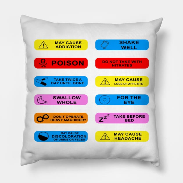 prescription warning labels Pillow by B0red