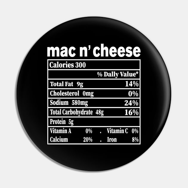 Mac and Cheese Nutrition Funny Thanksgiving Mac N' Cheese Pin by smartrocket