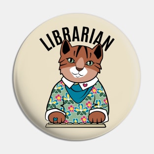 Librarian Cat Black and Brown Pin