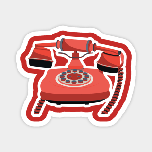 Old rotary dial telephone with handset lifted logo design illustration. Phone vector logo. Flat design style. Magnet