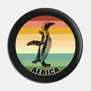 African Penguin Full Figure on Vintage Retro Africa Sunset Pin