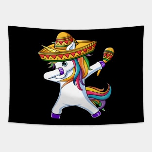 Dabbing Unicorn Rainbow Dab Dance Sombrero Tapestry