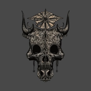 Tribal Tattoo Bulls Skull T-Shirt