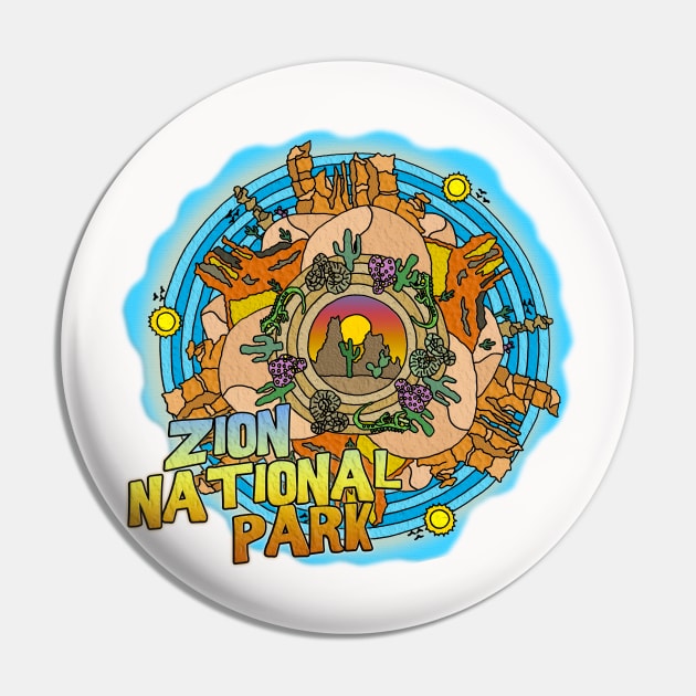 Zion National Park Desert Themed Mandala Pin by gorff