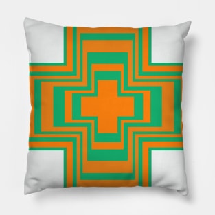 Abstract Cross Orange and Green Pillow