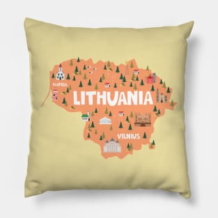 Lithuania Illustrated Map Pillow