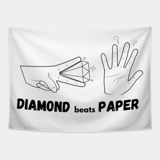 Diamond beats Paper (White Version) Tapestry