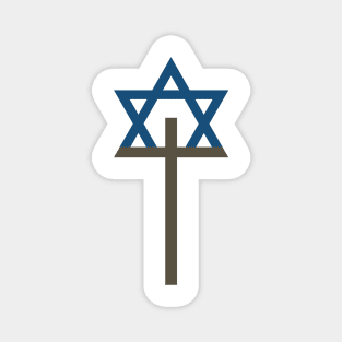 Combination of Star of David with Cross religious symbols Magnet