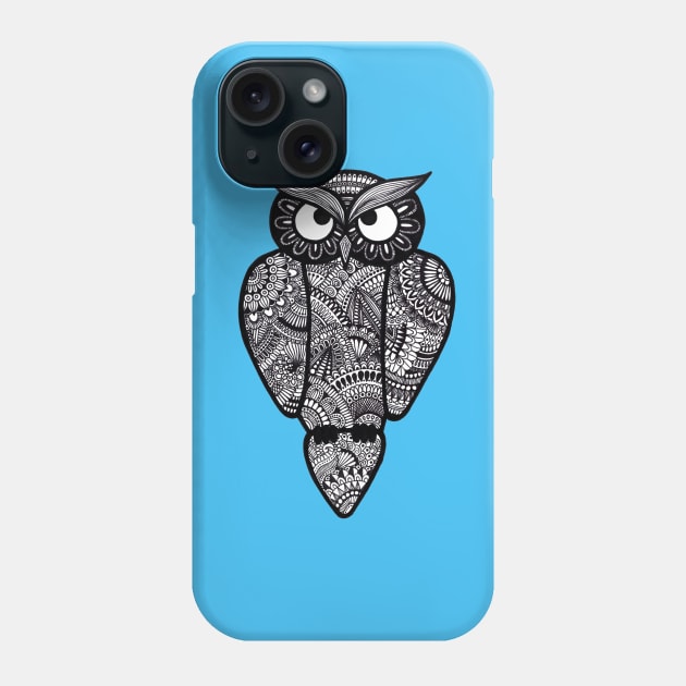 Owl (light blue background) Phone Case by calenbundalas