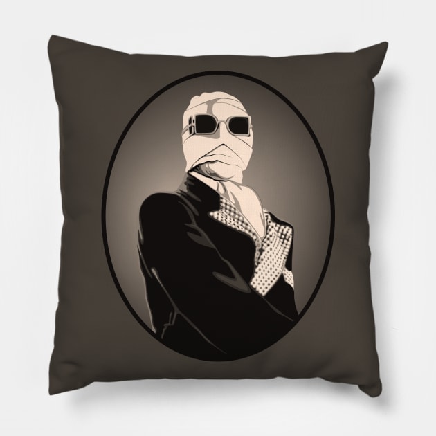 The Invisible Man Portrait (Sepia) Pillow by PlaidDesign