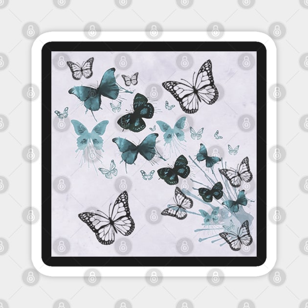 Butterfly Art Design, Teal & Black, face masks, Phone Cases, Apparel & Gifts Inspirational Magnet by tamdevo1