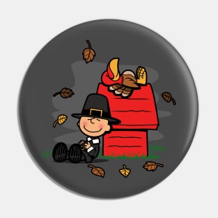 Funny Cute Thanksgiving Day Turkey Fall Autumn Cartoon Pin