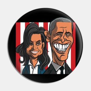 We miss Obama - cartoon design Pin