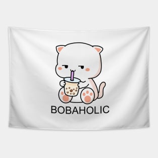 Bobaholic Kitty Loves Boba! Tapestry