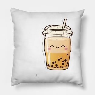 Cute Bubble Tea Cartoon Anime Boba Drawing Pillow