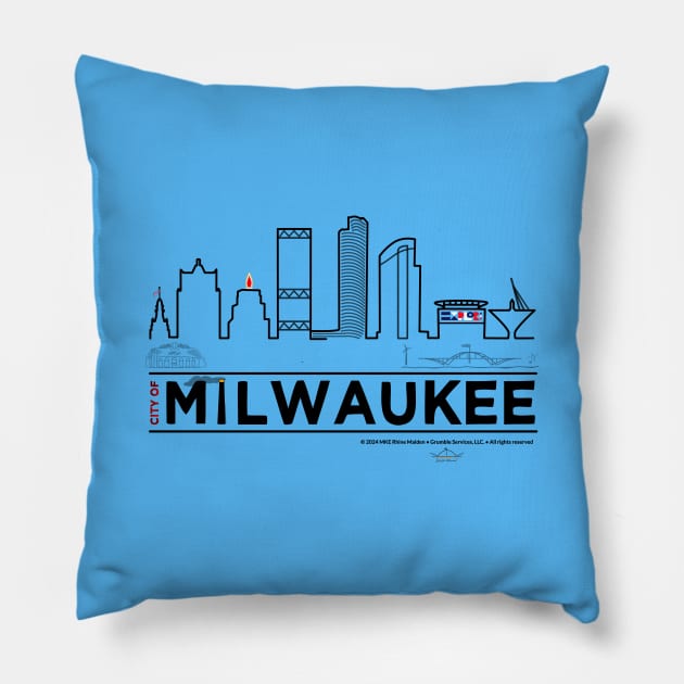 MKE Downtown City Skyline • Milwaukee, WI: Pillow by The MKE Rhine Maiden