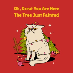 Sarcastic Cat Christmas tree T-Shirt