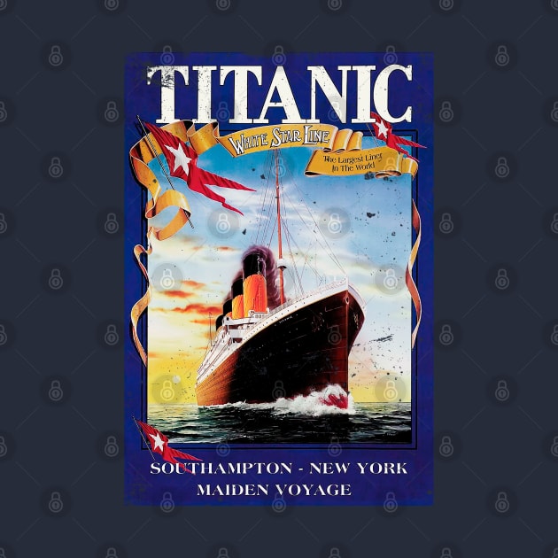 Titanic Poster Retro Ship Vintage Cruise Vessel by Jose Luiz Filho