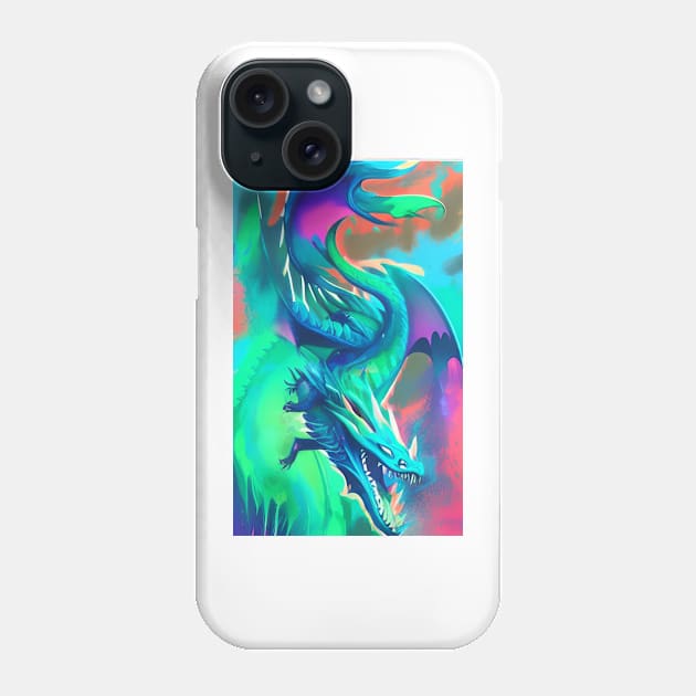 Colorful Hippie Popculture Popart Trippy Dragon Phone Case by ShopSunday