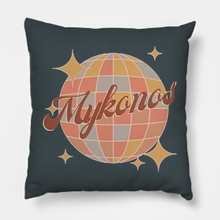 Mykonos Greece retro vintage design Μύκονος Pillow