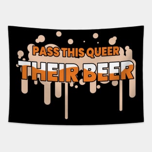 Pass This Queer Their Beer Funny Pride Beer Lover Pun Tapestry