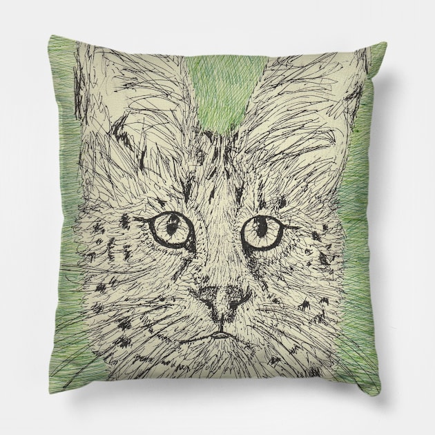 Serval cat Pillow by SamsArtworks