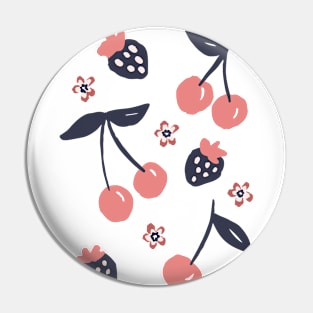 Fun retro summer berry mix cherry and strawberry Pin